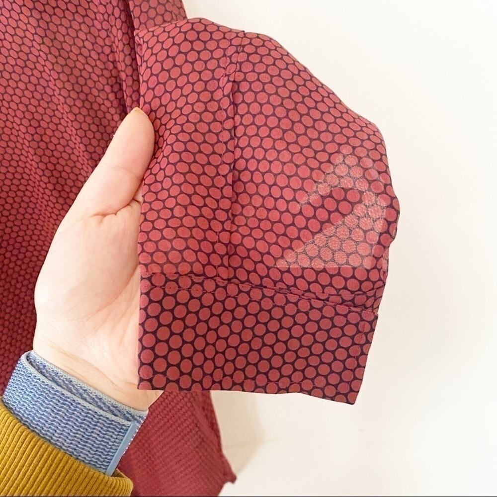 Theory Maroon Pattern Sheer Button Down Shirt Silk - image 4